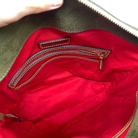 Dooney & Bourke Olive Green and Brown leather Shoulder Bag - Picture 8 of 16